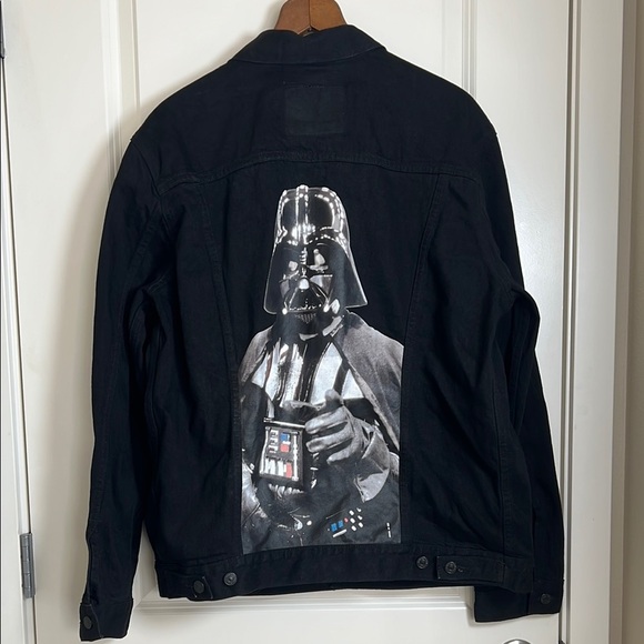 Levis x Star Wars Darth Vader Denim Jean Jacket Black Trucker Mens XL - Picture 2 of 7